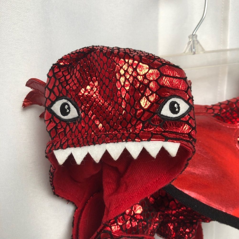 Thrills and Chills Dog Halloween Costume Red Metallic Dragon Outfit Size Small
